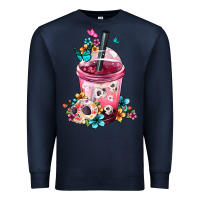 Navy mexican day of the dead skulls coffee cup Premium Sweatshirt - FaDigitalArtStudio