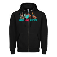 Black peace love cowboy Zipper Hoodie - Zillion Design Studio