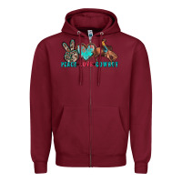 Burgundy peace love cowboy Zipper Hoodie - Zillion Design Studio