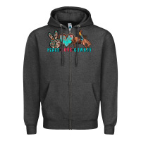 Charcoal Heather peace love cowboy Zipper Hoodie - Zillion Design Studio