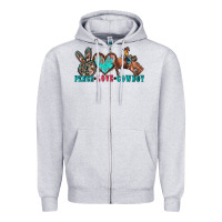 Heather Grey peace love cowboy Zipper Hoodie - Zillion Design Studio
