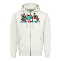 Oatmeal Heather peace love cowboy Zipper Hoodie - Zillion Design Studio