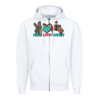 White peace love cowboy Zipper Hoodie - Zillion Design Studio