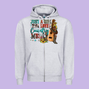 Just A Girl Who Loves Country Music Zipper Hoodie Designed By Zillion Design Studio