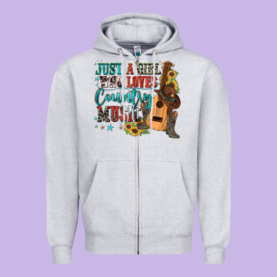Just A Girl Who Loves Country Music Zipper Hoodie Designed By Zillion Design Studio