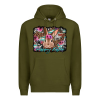 Army Green happy easter bunny western background Premium Hoodie - Jasminsmagicworld