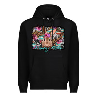 Black happy easter bunny western background Premium Hoodie - Jasminsmagicworld