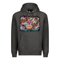 Charcoal Heather happy easter bunny western background Premium Hoodie - Jasminsmagicworld