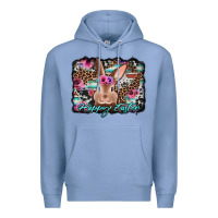 Colony Blue happy easter bunny western background Premium Hoodie - Jasminsmagicworld