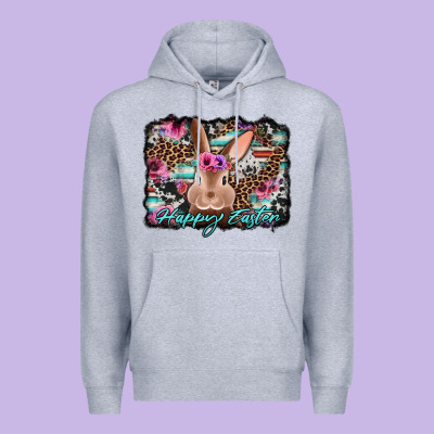 Happy Easter Bunny Western Background Premium Hoodie Designed By Jasminsmagicworld