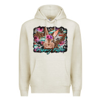 Oatmeal Heather happy easter bunny western background Premium Hoodie - Jasminsmagicworld
