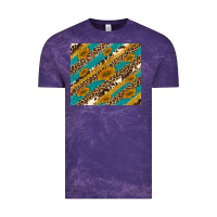 Cloud Purple leopard cowhide  leather sunflowers Vintage Tee - Artiststas