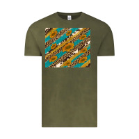 Vintage Olive leopard cowhide  leather sunflowers Vintage Tee - Artiststas