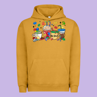 Autism Awareness Day Coffee Cups Urban Hoodie Designed By Maliassmallbusiness
