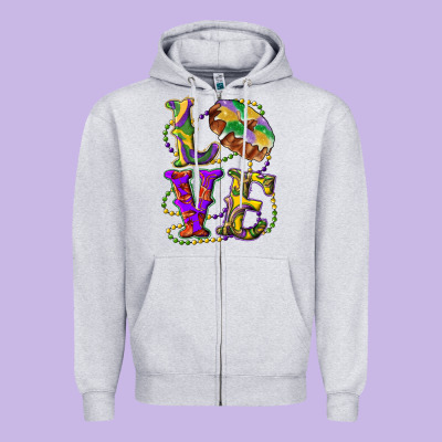 Zipper Hoodie Mardi Gras Love With King Cake