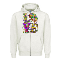Oatmeal Heather Mardi Gras Love With King Cake Zipper Hoodie - RanaPortraitStore