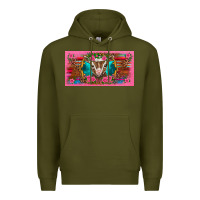 Western Baby Boer Goat Pink Flowers Serape Leopard Pink Glitter Patter Premium Hoodie | Teevron