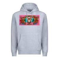 Heather Grey western baby boer goat pink flowers serape leopard pink glitter patter Premium Hoodie - BarkalooDesign