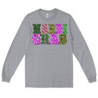 Heather Grey mardi gras Long Sleeve Tee - BarkalooDesign