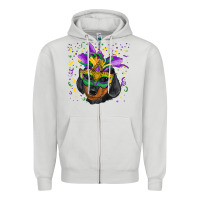 Dove Grey Mardi Gras Dachshund Puppy with Mask Zipper Hoodie - RanaPortraitStore
