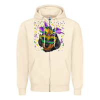 Sandshell Mardi Gras Dachshund Puppy with Mask Zipper Hoodie - RanaPortraitStore