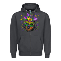 Smoke Mardi Gras Dachshund Puppy with Mask Zipper Hoodie - RanaPortraitStore