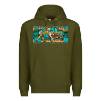 Army Green western  bison wild soul turquoise's gemstones  license plate template Premium Hoodie - BarkalooDesign