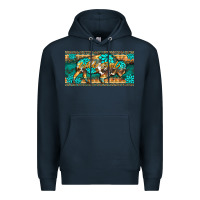 Navy western  bison wild soul turquoise's gemstones  license plate template Premium Hoodie - BarkalooDesign
