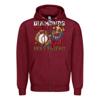 Burgundy diamonds are a girls best friend baseball Zipper Hoodie - texasbilliewilder