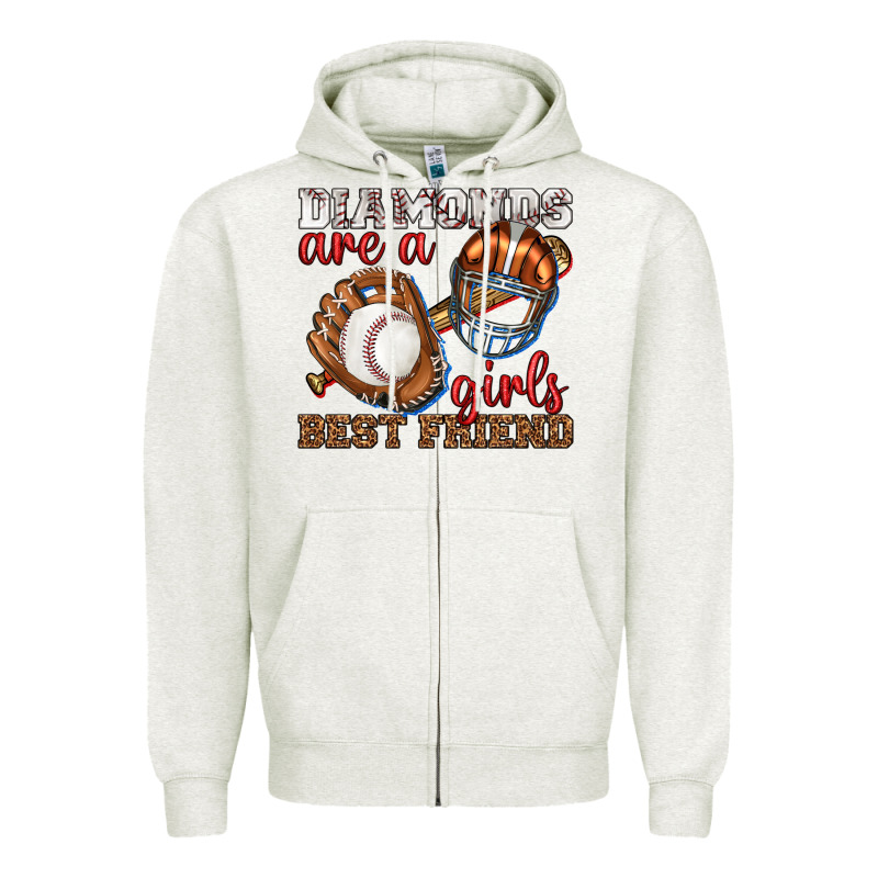 Diamonds Are A Girls Best Friend Baseball Zipper Hoodie by texasbilliewilder | Teevron