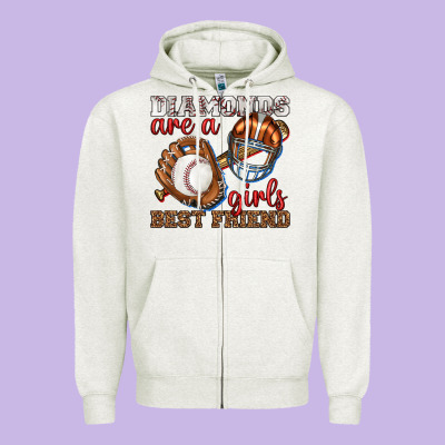 Diamonds Are A Girls Best Friend Baseball Zipper Hoodie Designed By Texasbilliewilder