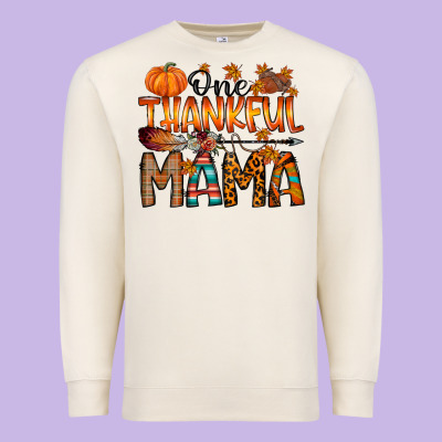 One Thankful Mama Premium Sweatshirt Designed By Racoondesign