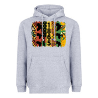 Heather Grey juneteenth 1865 brush stroke Heavyweight Hoodie - HRA Design Shop