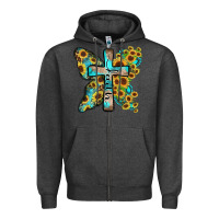 Charcoal Heather faith sunflower cross Zipper Hoodie - Zillion Design Studio