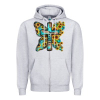 Heather Grey faith sunflower cross Zipper Hoodie - Zillion Design Studio
