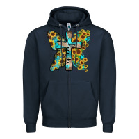 Navy faith sunflower cross Zipper Hoodie - Zillion Design Studio
