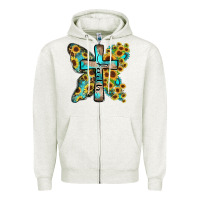 Oatmeal Heather faith sunflower cross Zipper Hoodie - Zillion Design Studio