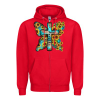 Red faith sunflower cross Zipper Hoodie - Zillion Design Studio