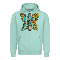 Seafoam faith sunflower cross Zipper Hoodie - Zillion Design Studio