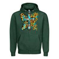 Sports Green faith sunflower cross Zipper Hoodie - Zillion Design Studio