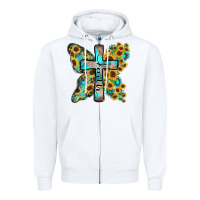 White faith sunflower cross Zipper Hoodie - Zillion Design Studio
