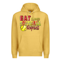 Antique Gold Eat Sleep Softball Repeat Premium Hoodie - LillyAllenDesigns
