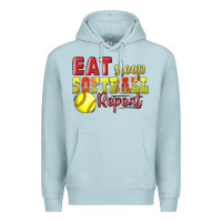 Blue Mist Eat Sleep Softball Repeat Premium Hoodie - LillyAllenDesigns