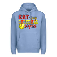 Colony Blue Eat Sleep Softball Repeat Premium Hoodie - LillyAllenDesigns