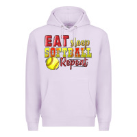 Lilac Eat Sleep Softball Repeat Premium Hoodie - LillyAllenDesigns