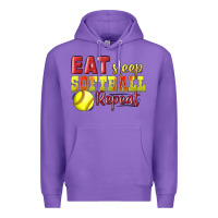 Purple Eat Sleep Softball Repeat Premium Hoodie - LillyAllenDesigns