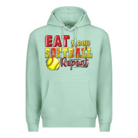 Seafoam Eat Sleep Softball Repeat Premium Hoodie - LillyAllenDesigns