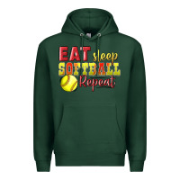 Sports Green Eat Sleep Softball Repeat Premium Hoodie - LillyAllenDesigns