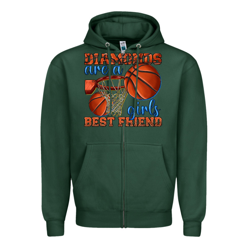 Diamonds Are A Girls Best Friend Basketball Zipper Hoodie by texasbilliewilder | Teevron