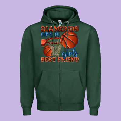 Diamonds Are A Girls Best Friend Basketball Zipper Hoodie Designed By Texasbilliewilder
